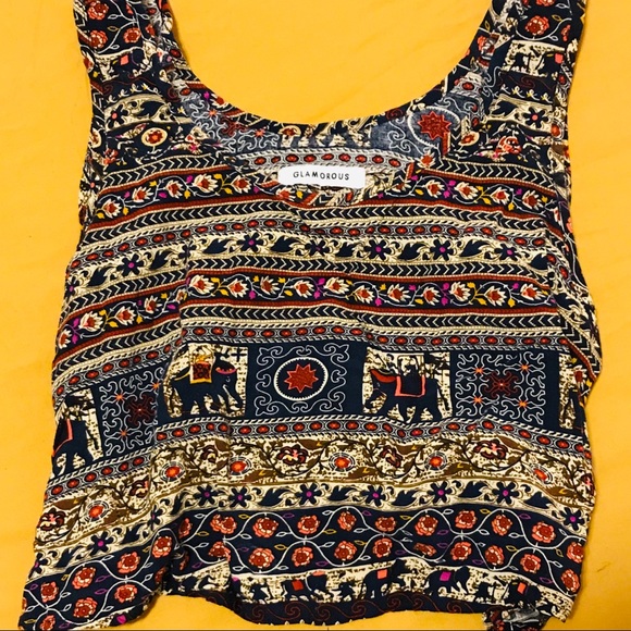 💛2 for $15 boho elephant crop top - Picture 1 of 1